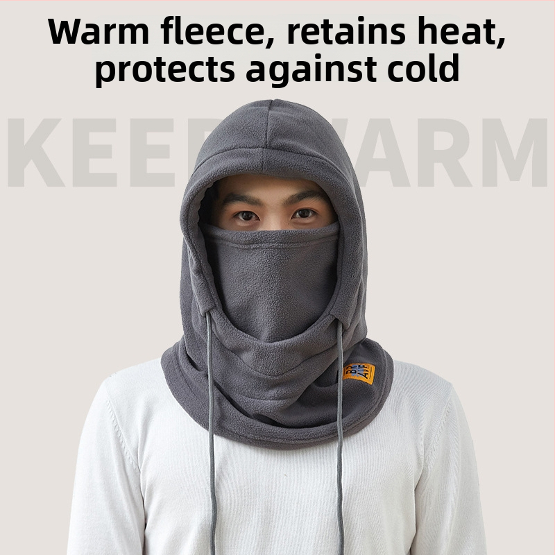 Cyklistická maska s integrovanou čiapkou a šálom, flísová podšívka, vetruodolný materiál, polyester, unisex, vonkajšie zimné jazdy