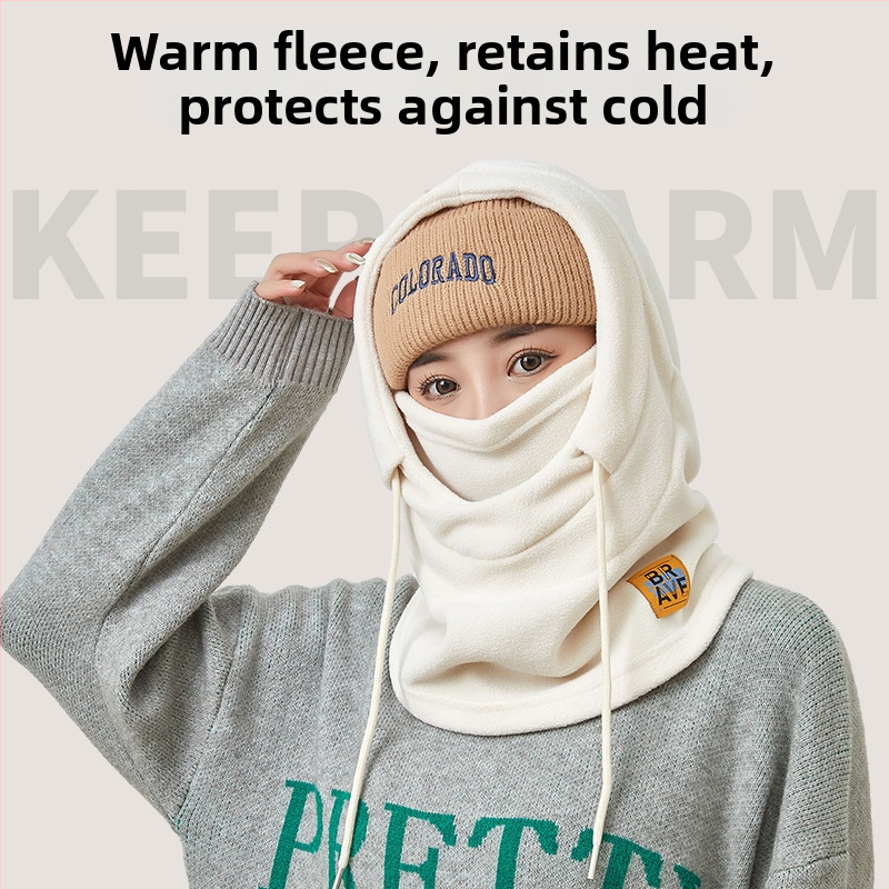 Cyklistická maska s integrovanou čiapkou a šálom, flísová podšívka, vetruodolný materiál, polyester, unisex, vonkajšie zimné jazdy