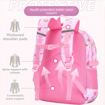 Mergaitėms skirtas trijų dalių Oxford audinio kuprinių komplektas su animaciniu piešiniu, oro pagalvės diržai, kvėpuojantis, ultra lengvas ir sulankstomas – gaivus ir saldus stilius, 5–6 klasei