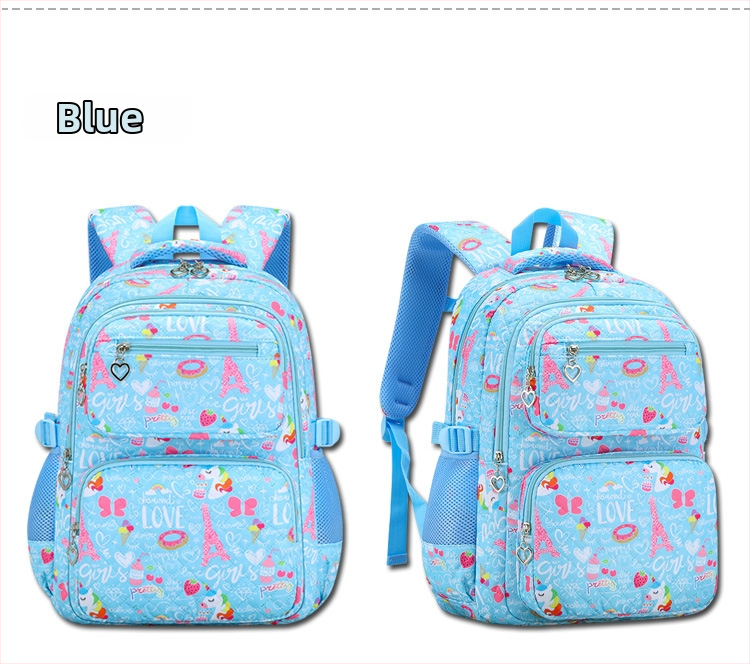 Mergaitėms skirtas trijų dalių Oxford audinio kuprinių komplektas su animaciniu piešiniu, oro pagalvės diržai, kvėpuojantis, ultra lengvas ir sulankstomas – gaivus ir saldus stilius, 5–6 klasei