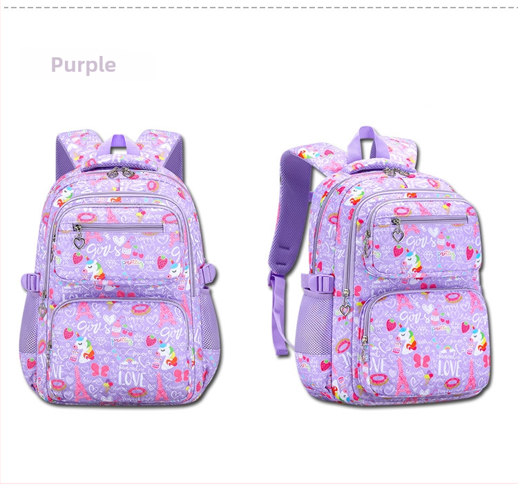 Mergaitėms skirtas trijų dalių Oxford audinio kuprinių komplektas su animaciniu piešiniu, oro pagalvės diržai, kvėpuojantis, ultra lengvas ir sulankstomas – gaivus ir saldus stilius, 5–6 klasei