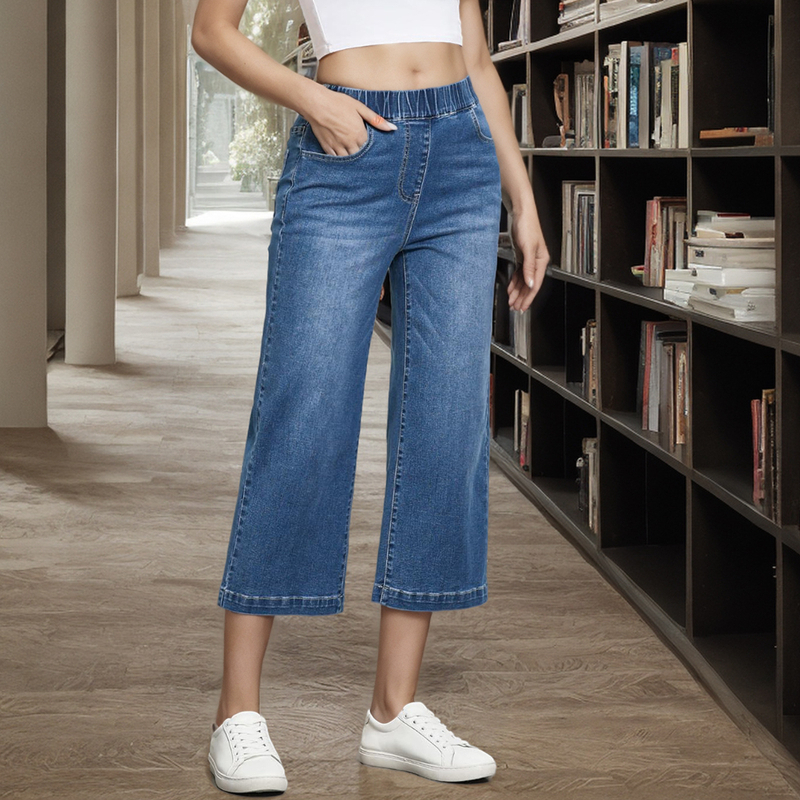 Traperice visokog struka, ravno krojenje, elastične, pamuk-poliester mješavina, 70–80% pamuk, poliester <30%, panelni dizajn