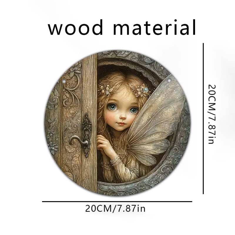 Drveni privjesak – disk s temom vile, moderni minimalistički stil, kućna dekoracija