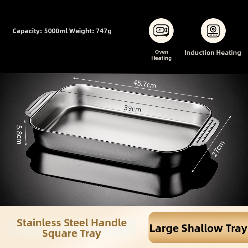 Nerezová oceľová panvica na ryby pre indukčnú platňu — štvorcová, elektroplatovaná povrchová úprava, multifunkčná gril panvička s ľahkou údržbou a proti hrdzi