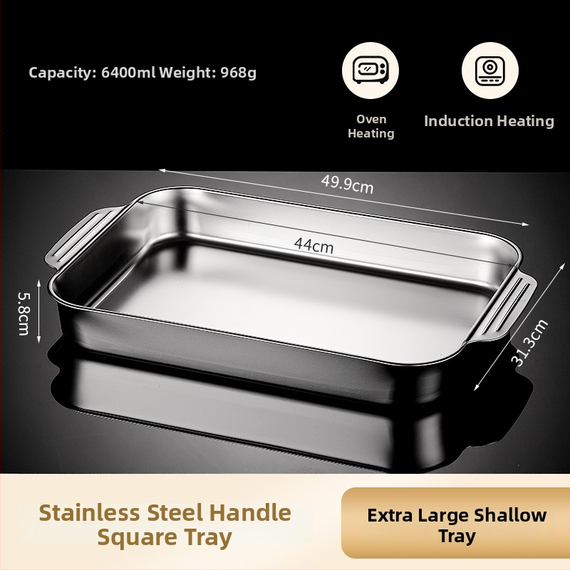 Nerezová oceľová panvica na ryby pre indukčnú platňu — štvorcová, elektroplatovaná povrchová úprava, multifunkčná gril panvička s ľahkou údržbou a proti hrdzi