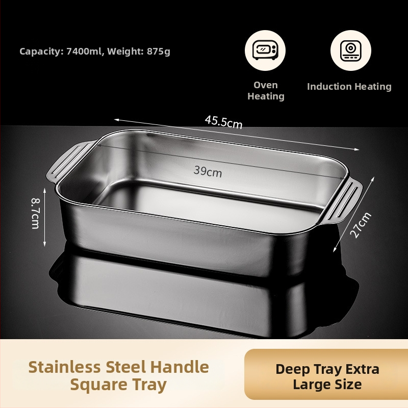 Nerezová oceľová panvica na ryby pre indukčnú platňu — štvorcová, elektroplatovaná povrchová úprava, multifunkčná gril panvička s ľahkou údržbou a proti hrdzi