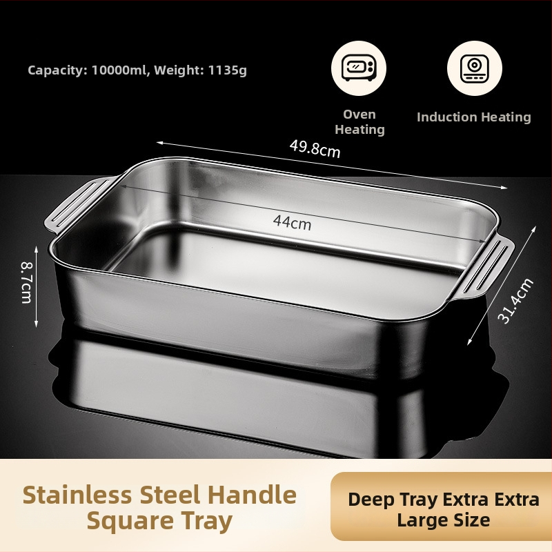 Nerezová oceľová panvica na ryby pre indukčnú platňu — štvorcová, elektroplatovaná povrchová úprava, multifunkčná gril panvička s ľahkou údržbou a proti hrdzi