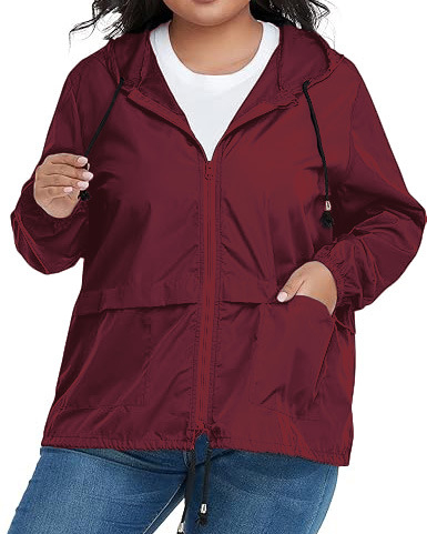 Dámska kapucňová športová nepremokavá bunda s šnúrkou, polyesterová látka, zips, štandardná dĺžka, dlhý rukáv