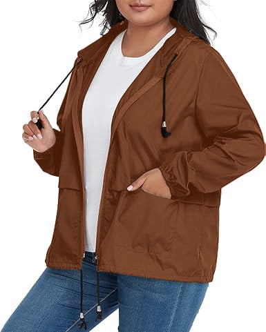 Dámska kapucňová športová nepremokavá bunda s šnúrkou, polyesterová látka, zips, štandardná dĺžka, dlhý rukáv