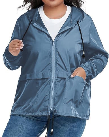 Dámska kapucňová športová nepremokavá bunda s šnúrkou, polyesterová látka, zips, štandardná dĺžka, dlhý rukáv