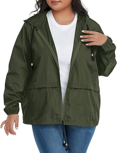 Dámska kapucňová športová nepremokavá bunda s šnúrkou, polyesterová látka, zips, štandardná dĺžka, dlhý rukáv