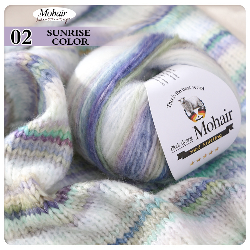 Mohair pređa za pletenje — gradientna skein, tehnika Vortex Spinning, podrijetlo Hebei, šifra proizvoda haojing4-5, brend Enmei