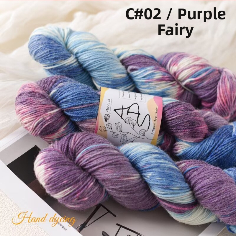 Háčiková priadza, skein, ring-spun, ručne farbená vlna na ručné pletenie