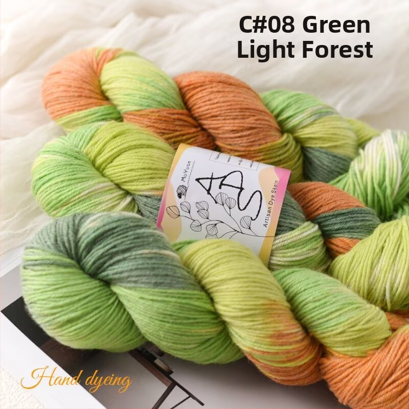 Háčiková priadza, skein, ring-spun, ručne farbená vlna na ručné pletenie