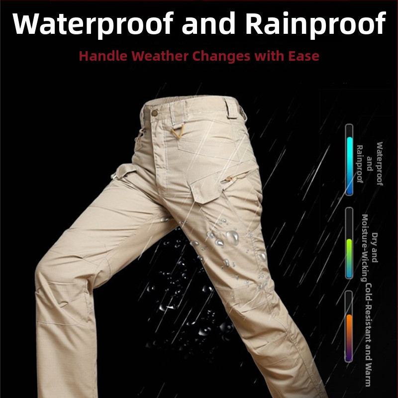 Nohavice pre muža na vonkajšie použitie: kockovaný vzor, bavlnená zmes, podšívka z bavlny, rýchloschnúce, voľný rovný strih