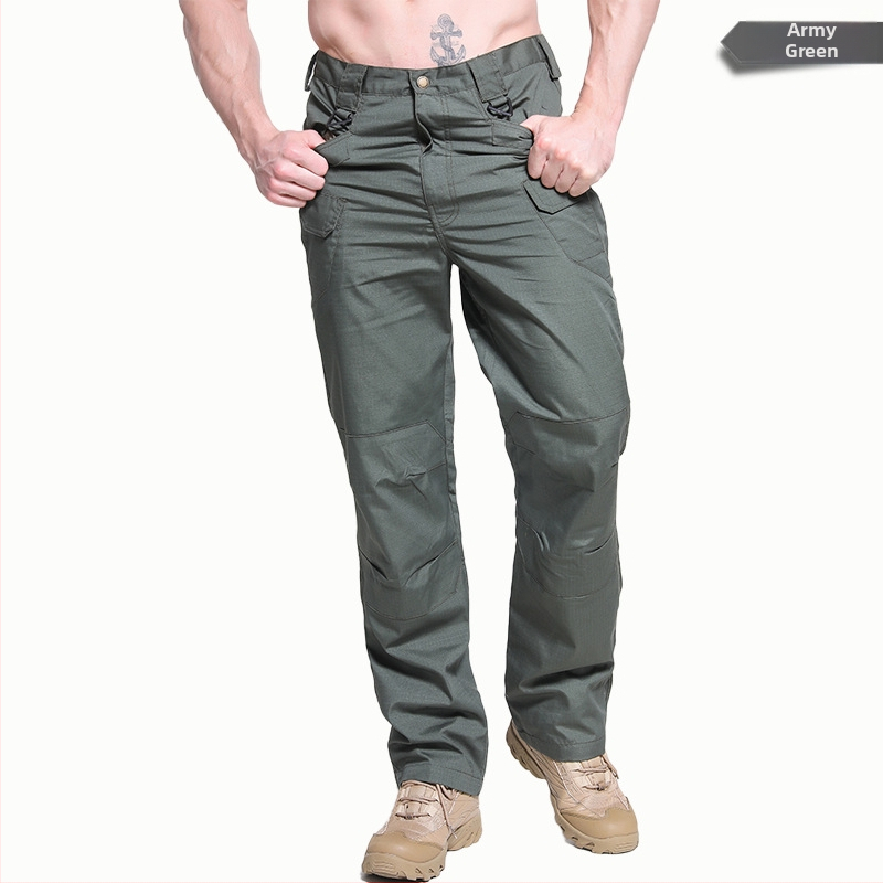 Nohavice pre muža na vonkajšie použitie: kockovaný vzor, bavlnená zmes, podšívka z bavlny, rýchloschnúce, voľný rovný strih