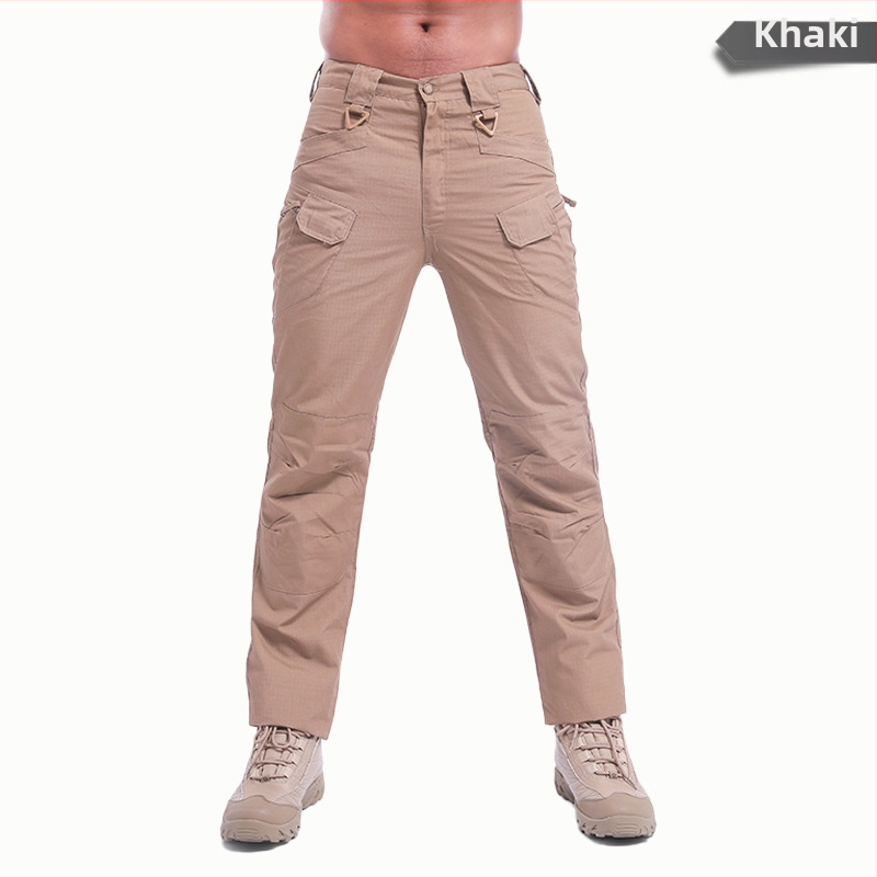 Nohavice pre muža na vonkajšie použitie: kockovaný vzor, bavlnená zmes, podšívka z bavlny, rýchloschnúce, voľný rovný strih