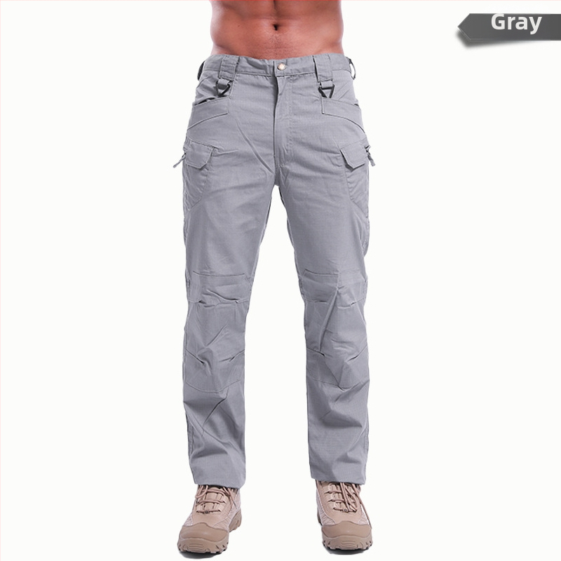 Nohavice pre muža na vonkajšie použitie: kockovaný vzor, bavlnená zmes, podšívka z bavlny, rýchloschnúce, voľný rovný strih