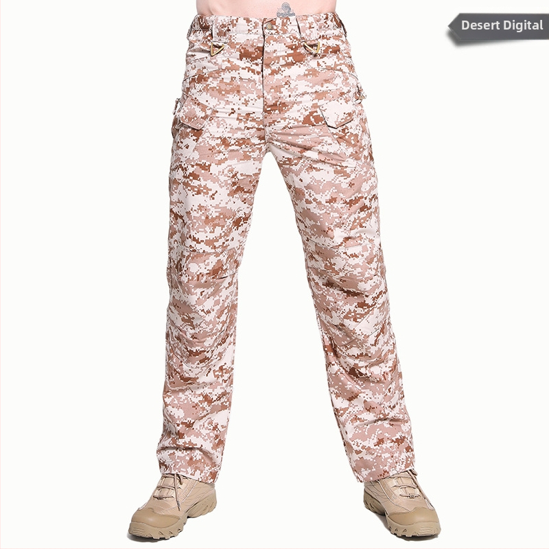 Nohavice pre muža na vonkajšie použitie: kockovaný vzor, bavlnená zmes, podšívka z bavlny, rýchloschnúce, voľný rovný strih