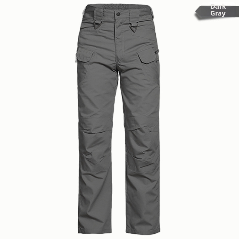 Nohavice pre muža na vonkajšie použitie: kockovaný vzor, bavlnená zmes, podšívka z bavlny, rýchloschnúce, voľný rovný strih