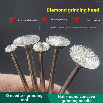 Diamantová drážková hlava na brúsenie s konkávnym žľabom pre elektrickú brúsku; nástroj na leštenie jadeitových guli