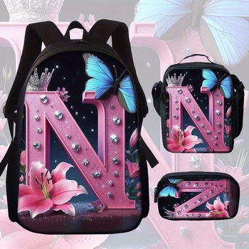 Školský batoh s motívom motýľa a kvetov (Veľká kapacita; Materiál: Oxford látka; Vzor: Anime Cartoon; Nepremokavý; Ochrana chrbtice)