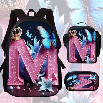 Školský batoh s motívom motýľa a kvetov (Veľká kapacita; Materiál: Oxford látka; Vzor: Anime Cartoon; Nepremokavý; Ochrana chrbtice)