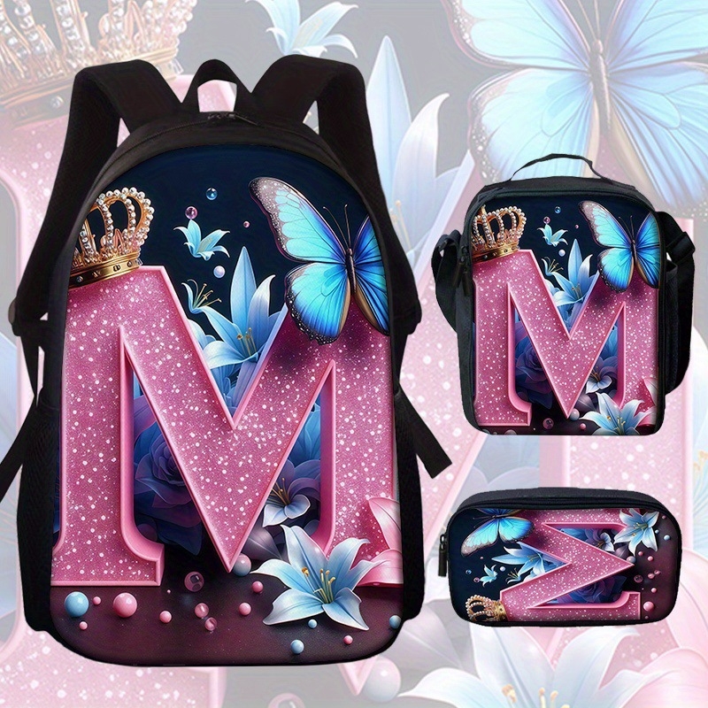 Školský batoh s motívom motýľa a kvetov (Veľká kapacita; Materiál: Oxford látka; Vzor: Anime Cartoon; Nepremokavý; Ochrana chrbtice)