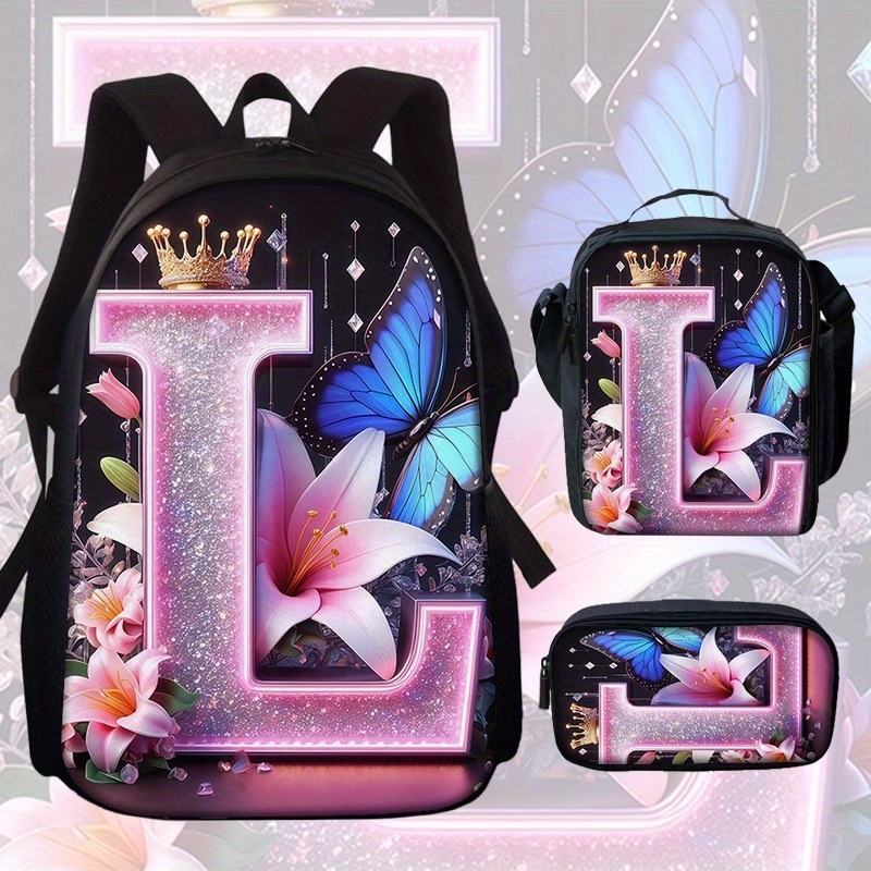 Školský batoh s motívom motýľa a kvetov (Veľká kapacita; Materiál: Oxford látka; Vzor: Anime Cartoon; Nepremokavý; Ochrana chrbtice)