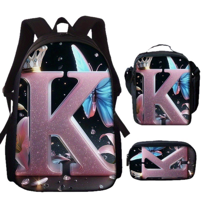 Školský batoh s motívom motýľa a kvetov (Veľká kapacita; Materiál: Oxford látka; Vzor: Anime Cartoon; Nepremokavý; Ochrana chrbtice)