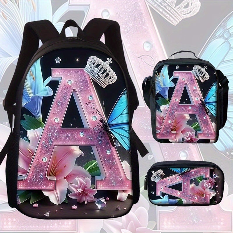 Školský batoh s motívom motýľa a kvetov (Veľká kapacita; Materiál: Oxford látka; Vzor: Anime Cartoon; Nepremokavý; Ochrana chrbtice)