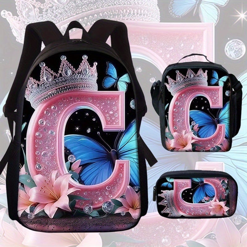 Školský batoh s motívom motýľa a kvetov (Veľká kapacita; Materiál: Oxford látka; Vzor: Anime Cartoon; Nepremokavý; Ochrana chrbtice)