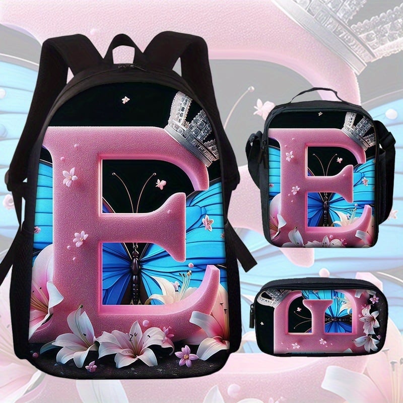 Školský batoh s motívom motýľa a kvetov (Veľká kapacita; Materiál: Oxford látka; Vzor: Anime Cartoon; Nepremokavý; Ochrana chrbtice)