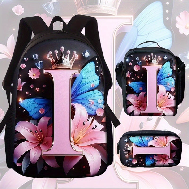 Školský batoh s motívom motýľa a kvetov (Veľká kapacita; Materiál: Oxford látka; Vzor: Anime Cartoon; Nepremokavý; Ochrana chrbtice)