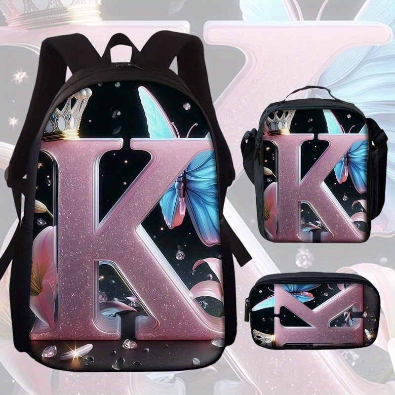 Školský batoh s motívom motýľa a kvetov (Veľká kapacita; Materiál: Oxford látka; Vzor: Anime Cartoon; Nepremokavý; Ochrana chrbtice)