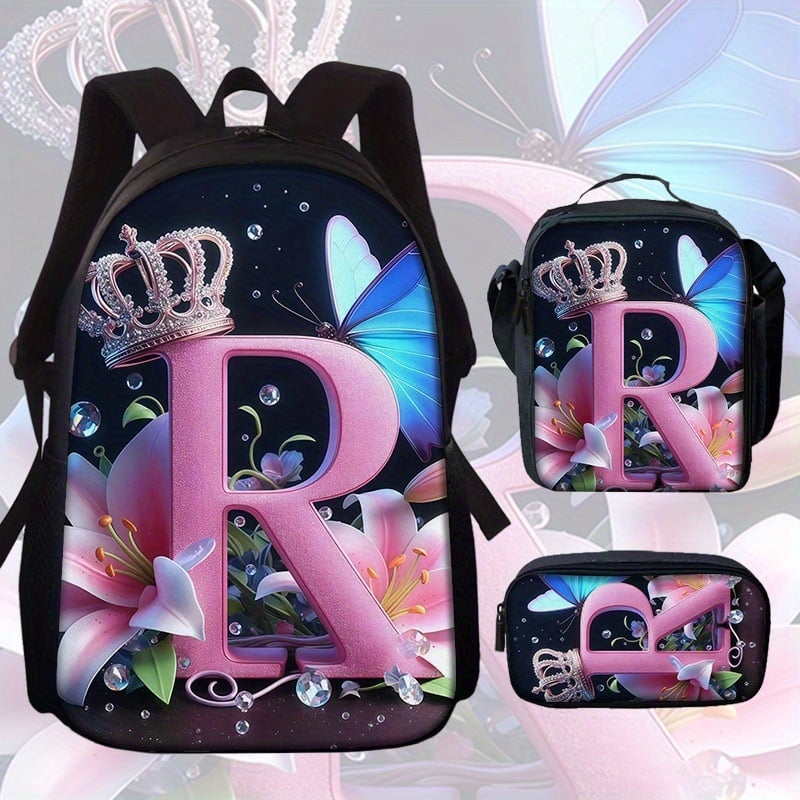 Školský batoh s motívom motýľa a kvetov (Veľká kapacita; Materiál: Oxford látka; Vzor: Anime Cartoon; Nepremokavý; Ochrana chrbtice)