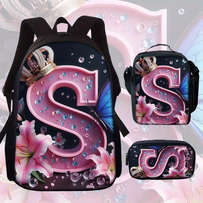 Školský batoh s motívom motýľa a kvetov (Veľká kapacita; Materiál: Oxford látka; Vzor: Anime Cartoon; Nepremokavý; Ochrana chrbtice)