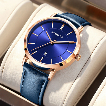 Pánske hodinky SUNKTA ST6720 s kalendárom, quartz pohyb, vodotesnosť 30M, kožený remienok, minerálne tvrdené sklo