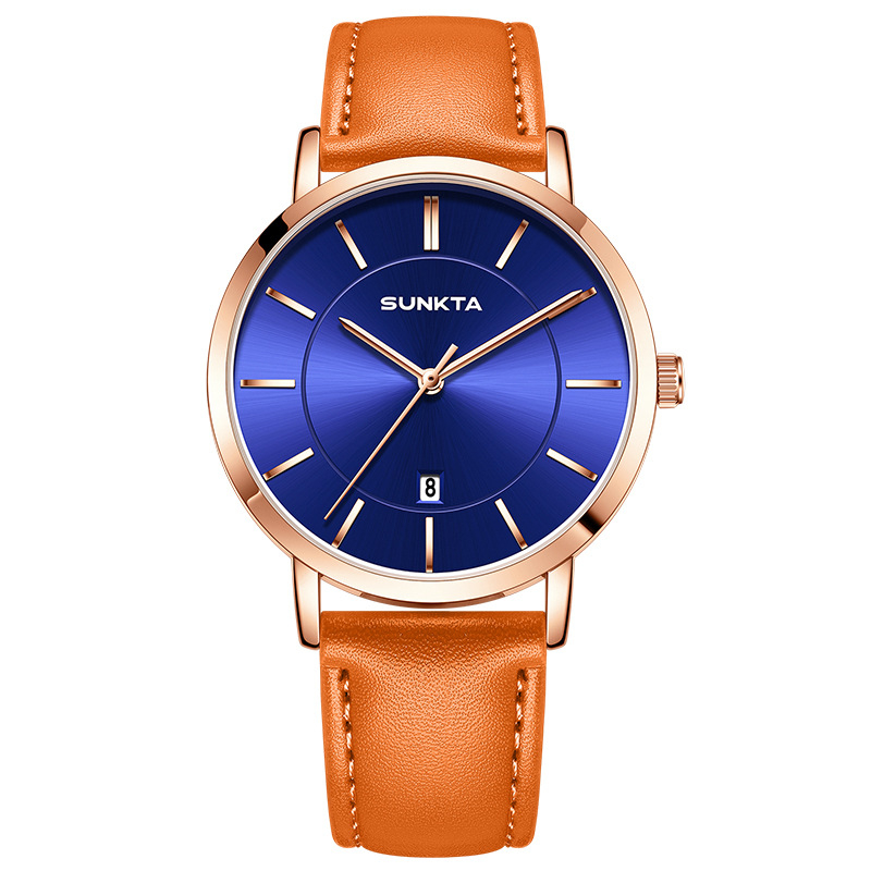 Pánske hodinky SUNKTA ST6720 s kalendárom, quartz pohyb, vodotesnosť 30M, kožený remienok, minerálne tvrdené sklo