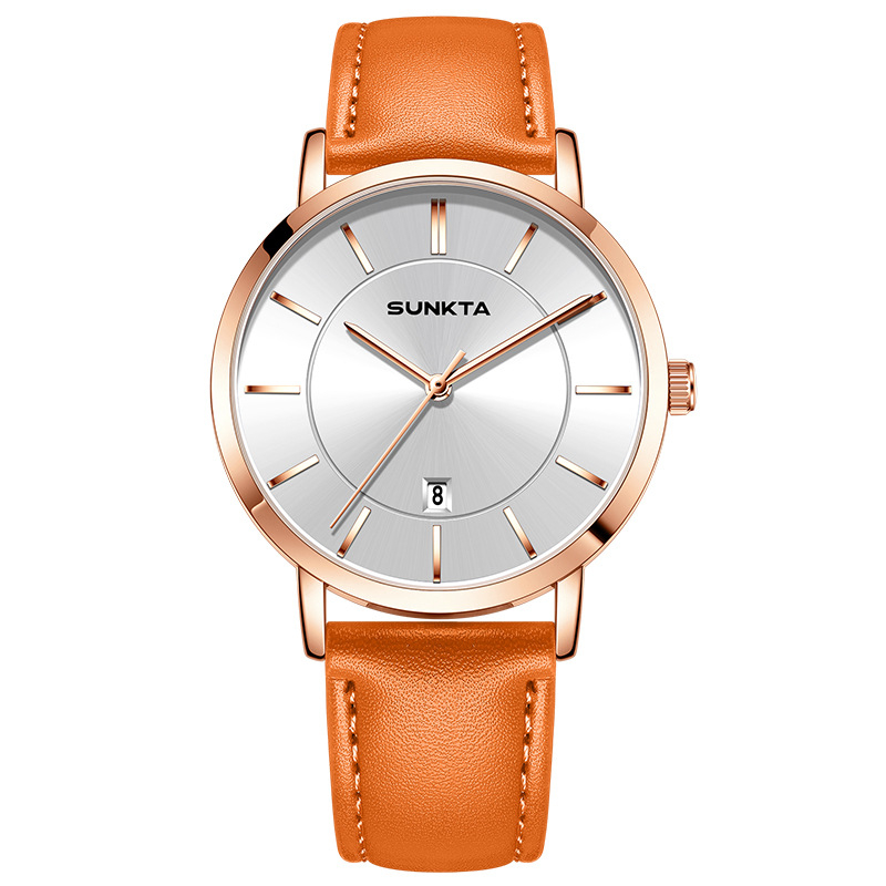 Pánske hodinky SUNKTA ST6720 s kalendárom, quartz pohyb, vodotesnosť 30M, kožený remienok, minerálne tvrdené sklo