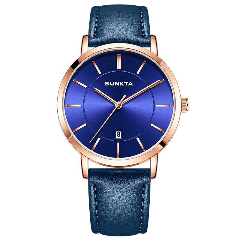 Pánske hodinky SUNKTA ST6720 s kalendárom, quartz pohyb, vodotesnosť 30M, kožený remienok, minerálne tvrdené sklo