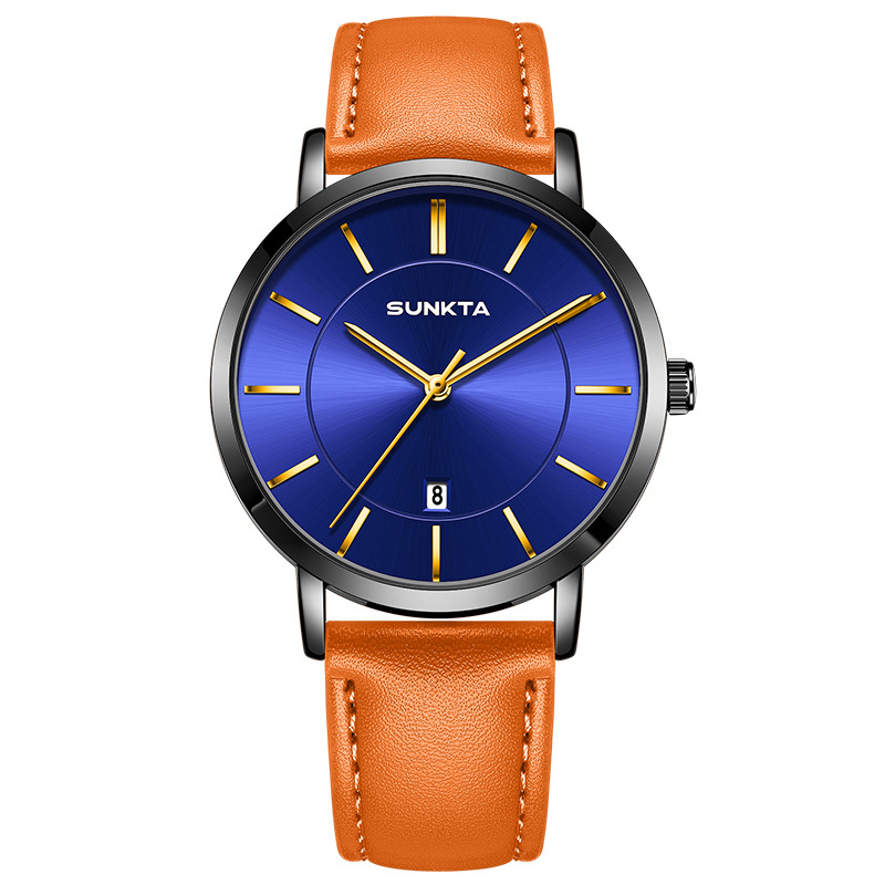 Pánske hodinky SUNKTA ST6720 s kalendárom, quartz pohyb, vodotesnosť 30M, kožený remienok, minerálne tvrdené sklo