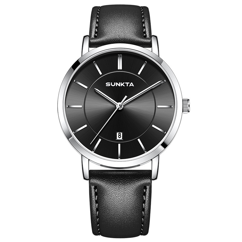 Pánske hodinky SUNKTA ST6720 s kalendárom, quartz pohyb, vodotesnosť 30M, kožený remienok, minerálne tvrdené sklo