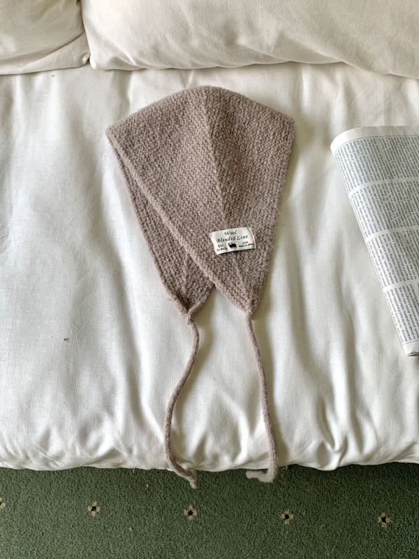 Ženský zimný dvojdielny set šálu a čiapky, pletený, jednofarebný, ochrana uší