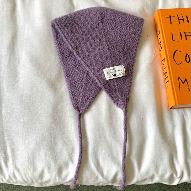 Ženský zimný dvojdielny set šálu a čiapky, pletený, jednofarebný, ochrana uší