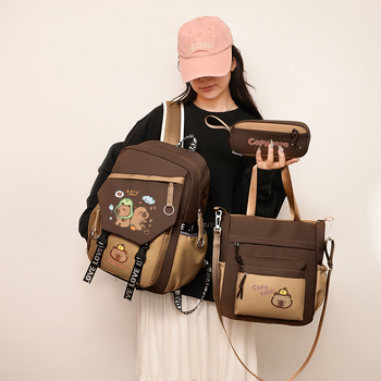 Vaikų kuprinė su animaciniu gyvūnų raštu 1–2 klasei, nailonas, pamušalas poliesteris, išlenktos pečių juostos, atspari dilimui