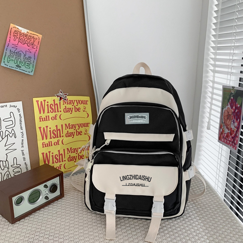 Rucsac școlar din nylon cu fermoar, căptușeală din poliester, buzunar interior cu fermoar tip sandwich, Lingzhi Kangaroo