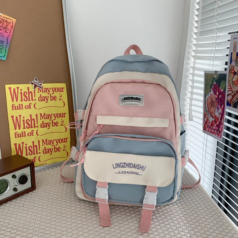 Rucsac școlar din nylon cu fermoar, căptușeală din poliester, buzunar interior cu fermoar tip sandwich, Lingzhi Kangaroo
