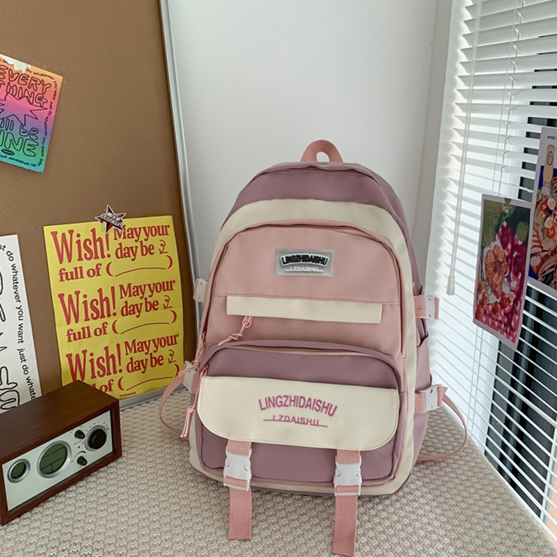 Rucsac școlar din nylon cu fermoar, căptușeală din poliester, buzunar interior cu fermoar tip sandwich, Lingzhi Kangaroo