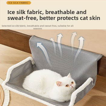 Mačací hamak na okno - štyri ročné obdobia, vhodný na parapet a balkón